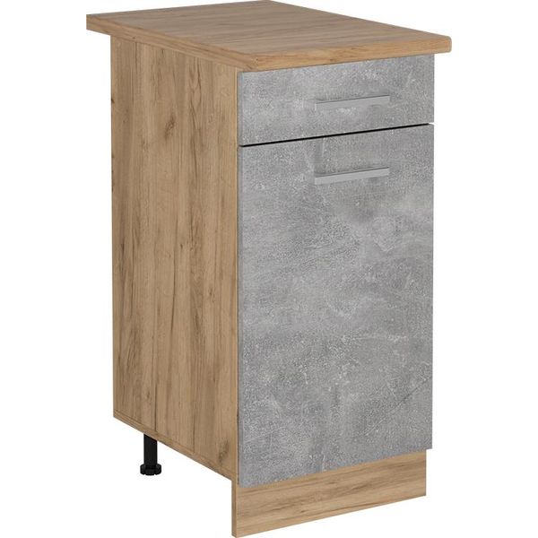 Vicco Mobiletto Base Per Cucina R-Line, 40 Cm , Pl Rovere, Calcestruzzo/Quercia Dorata-image