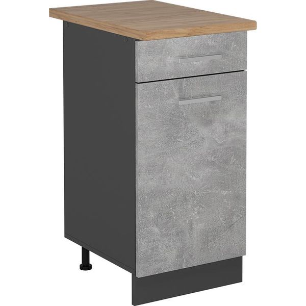 Vicco Mobiletto Base Per Cucina R-Line, 40 Cm , Pl Rovere, Calcestruzzo/Antracite-image