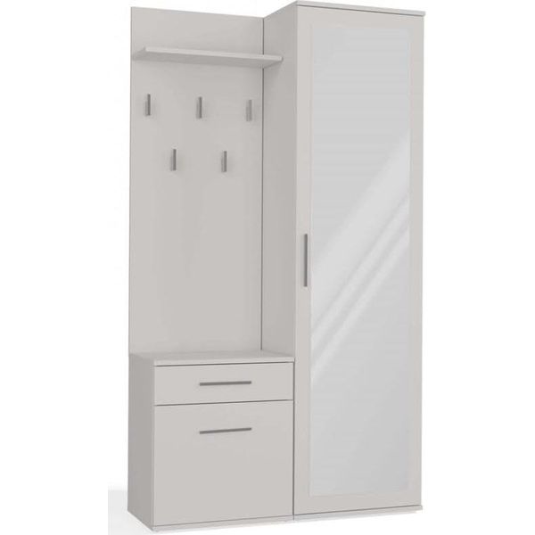 Bdw Set Armadio Duo Con Specchio, Armadio, Bianco, 180X100X35Cm-image