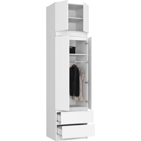 Bdw Armadio Con Mobile Superiore, Armadio A 4 Ante, Bianco-image