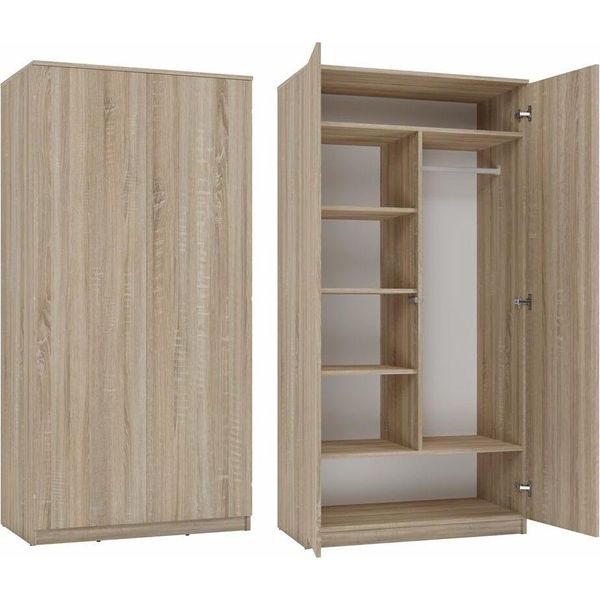 Bdw Armadio 2 Ante, 6 Ripiani, Rovere Sonoma, 180X90X50-image
