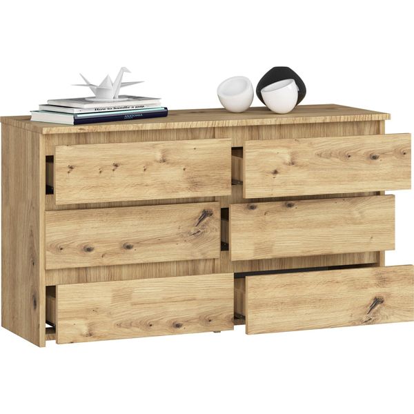 Bdw, Cassettiera, 6 Cassetti, 100X57, Credenza, Credenza, Rovere Artisan-image