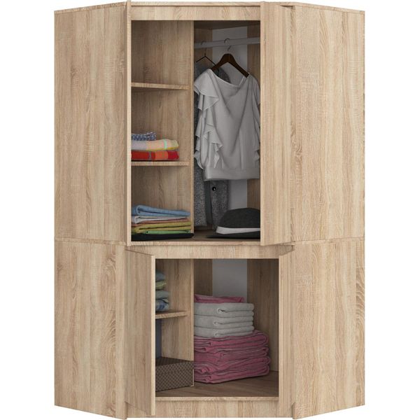 Bdw Armadio Angolare Camera Da Letto, Armadio, Armadio Angolare, Rovere Sonoma-image
