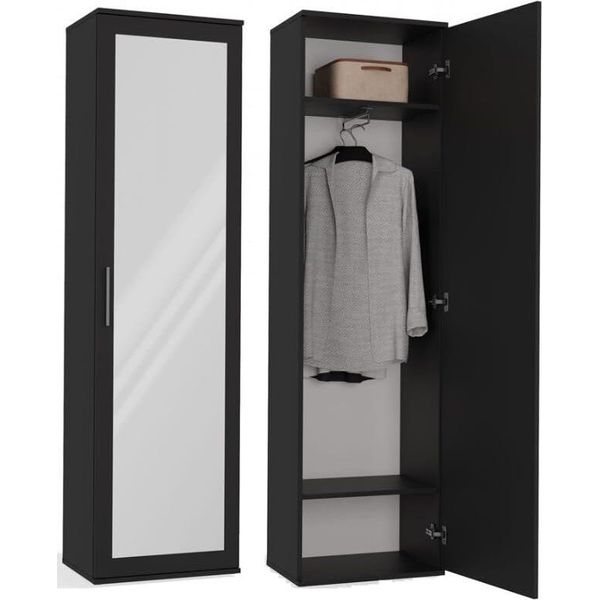 Bdw, Appendiabiti Duo Con Specchio, 180X50X35Cm, Funzionale, Nero-image