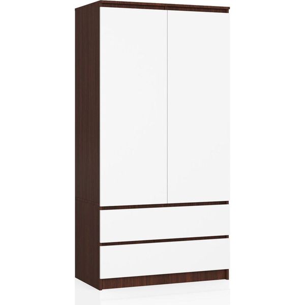 Bdw Armadio 2 Ante 2 Cassetti, Specchio, Venga / Bianco, 180X90X51-image