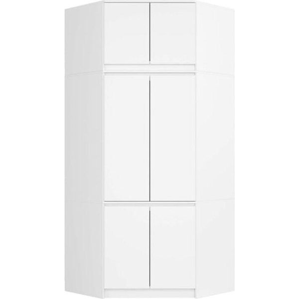 Bdw Armadio Angolare Per Camera Da Letto Con Estensione, 6 Ante, Bianco-image