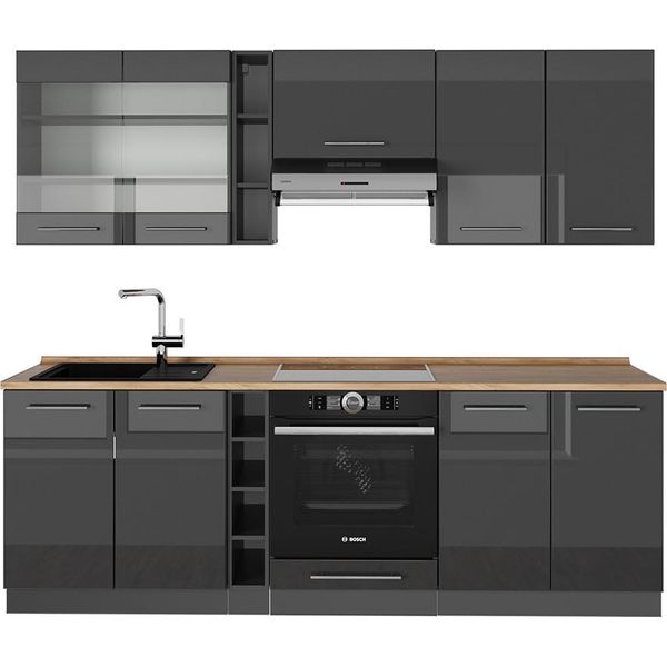 Vicco Cucina Componibile Fame-Line, 235 Cm , Pl Rovere, Antracite Lucido/Antracite-image