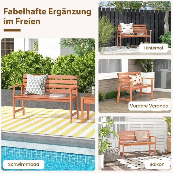 Panca Da Giardino In Legno Duro, Panca In Legno, Resistente Alle Intemperie, Panca Per 2 Persone, Panca Da Balcone In Legno Duro, 120,5 X 64 X 84 Cm, Naturale-image