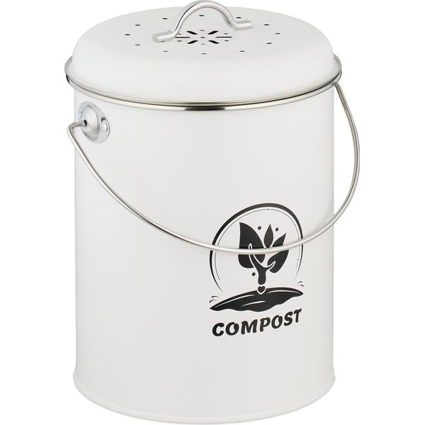 Bidone Per Compost Relaxdays Con Filtro Antiodore Da 5,5 Litri-image