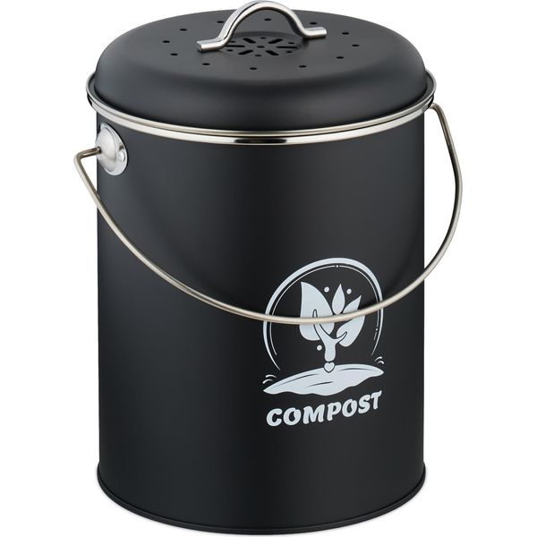 Bidone Per Compost Relaxdays Con Filtro Antiodore Da 5,5 Litri-image