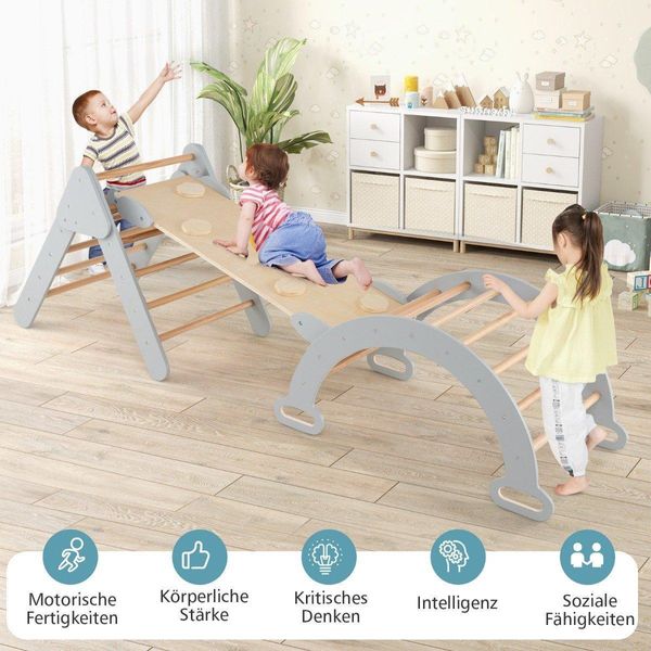Triangolo Da Arrampicata Con Scivolo, Arco Da Arrampicata Con Rampa Bifacciale, Grigio-image