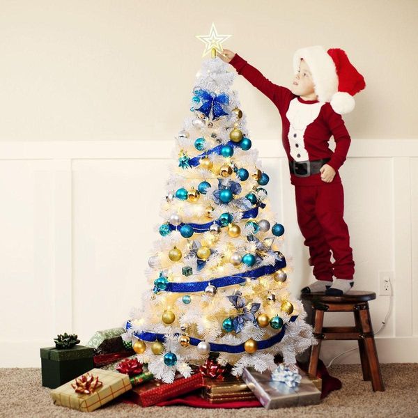 Albero Di Natale Albero Di Natale Artificiale Con Supporto In Metallo 150-240 Cm Bianco-150 Cm-image