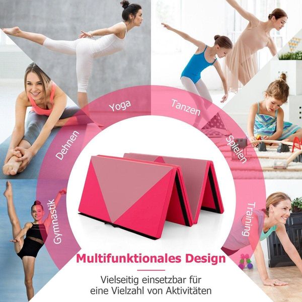 Tappetino Pieghevole Morbido Tappetino Da Ginnastica Portatile Tappetino Da Yoga 240 X 117 X 5 Cm Rosa-image
