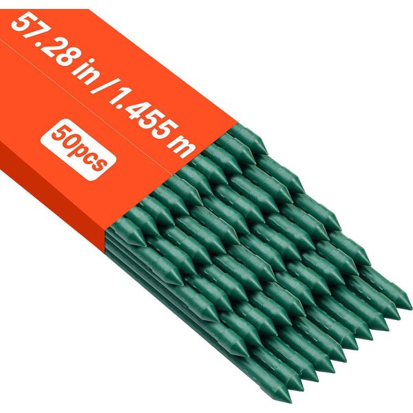 Vevor Supporto Per Rampicanti, Confezione Da 10, Aste Per Piante ⌀11X1455 Mm, Aste Per Pomodori In Metallo Plastificato, Supporto Per Piante Con Estremità Appuntita E Manopole Antiscivolo Per La Coltivazione Di Piante Rampicanti E Ortaggi-image