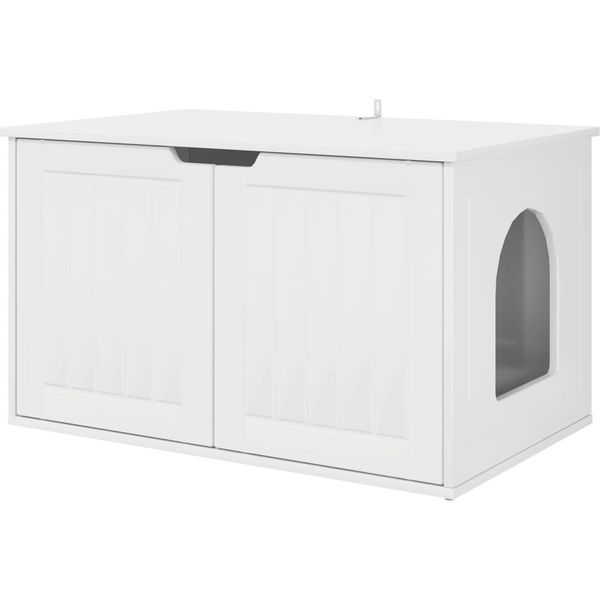 Vidaxl Casetta Per Gatti Bianco Lucido 85 X 55 X 53,5 Cm Materiale A Base Di Legno-image