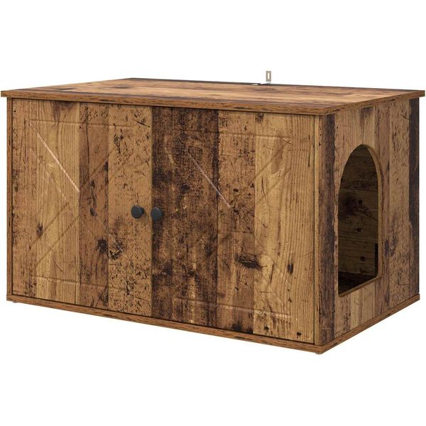 Vidaxl Casetta Per Gatti In Legno Recuperato 85 X 55 X 50 Cm Materiale A Base Di Legno-image