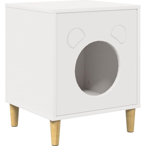Vidaxl Casetta Per Gatti Bianca 42,5 X 40 X 53 Cm Materiale A Base Di Legno-image