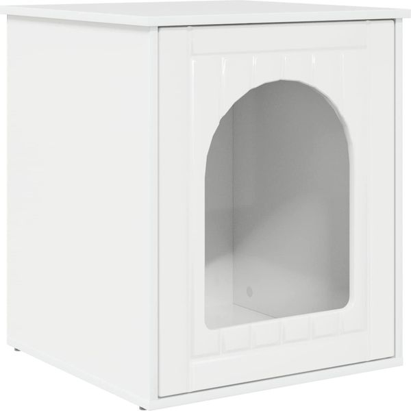 Vidaxl Casetta Per Gatti Bianco Lucido 53 X 52 X 62 Cm Materiale A Base Di Legno-image