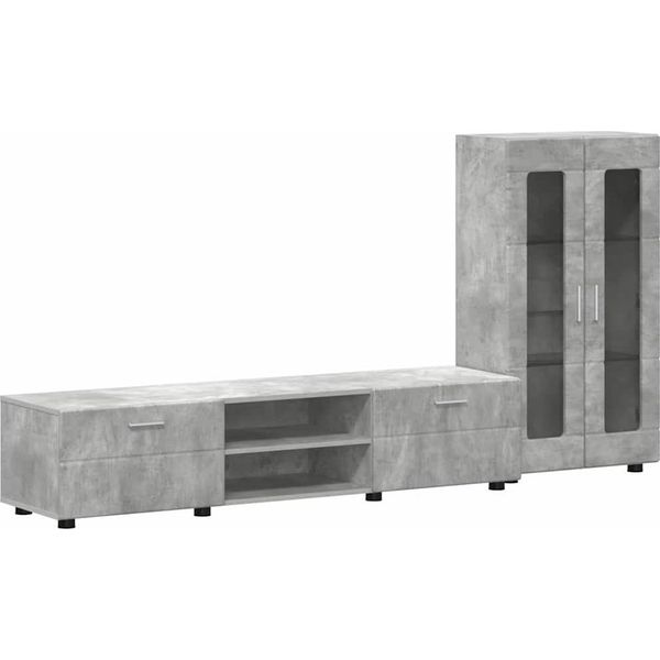 Syfax™ Set Mobile Tv Con Cassetto Grigio Cemento Legno Multistrato-image