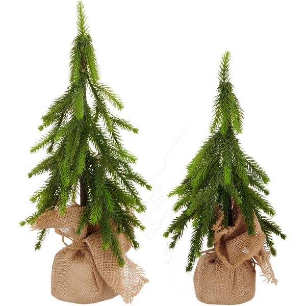 Winterliche Kunstpflanze Creativ Green "TannenbäUmchen", GrüN, H:45Cm, Kunststoff, Kunstpflanzen, Im Set Aus 2 GrößEn-image
