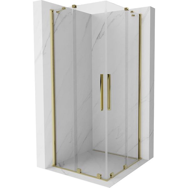 Mexen Velar Duo Cabina Doccia Scorrevole 80 X 80 Cm, Trasparente, Dorata - 871-080-080-02-50-image