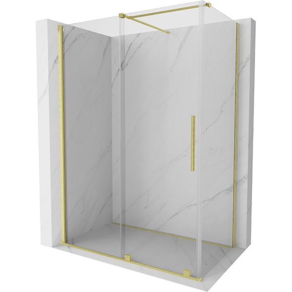 Mexen Velar Cabina Doccia Scorrevole 130 X 75 Cm, Trasparente, Oro Spazzolato - 871-130-075-01-55-image