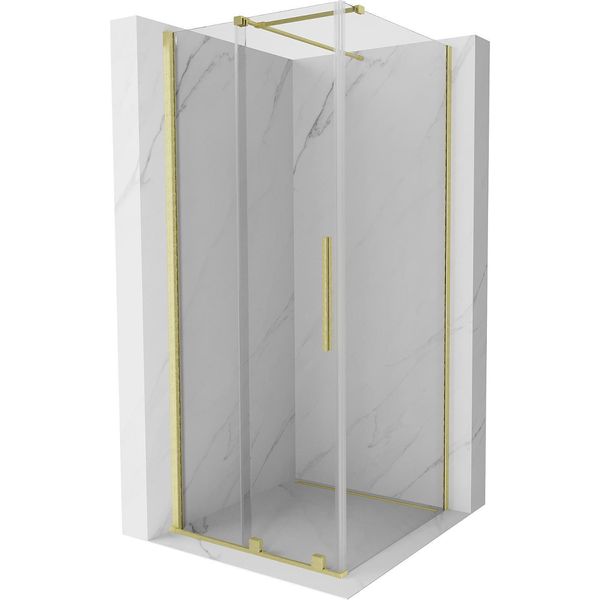 Mexen Velar Cabina Doccia Scorrevole 90 X 90 Cm, Trasparente, Oro Spazzolato - 871-090-090-01-55-image