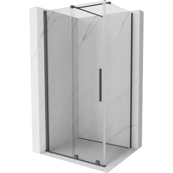 Mexen Velar Cabina Doccia Scorrevole 130 X 80 Cm, Trasparente, Grigio Canna Di Fucile Spazzolato - 871-130-080-01-66-image
