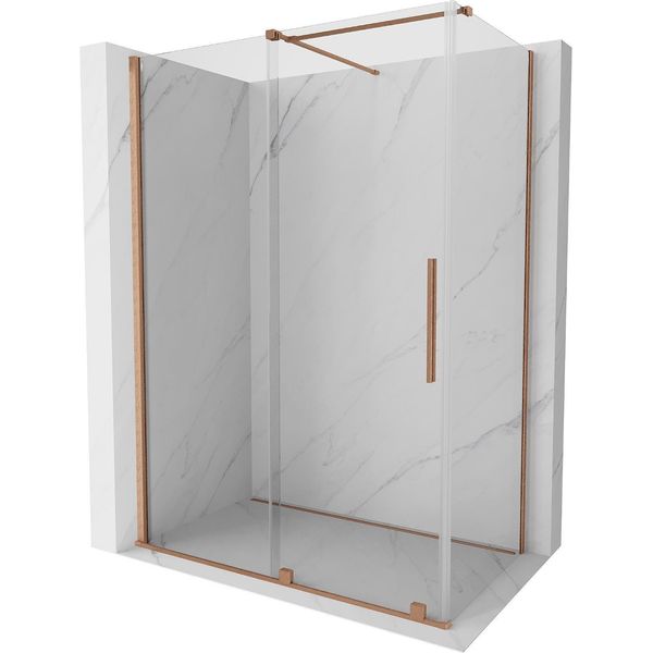 Mexen Velar Cabina Doccia Scorrevole 160 X 80 Cm, Trasparente, Rame Spazzolato - 871-160-080-01-65-image