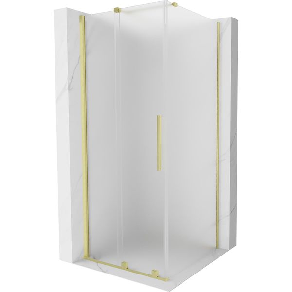 Mexen Velar Cabina Doccia Scorrevole 90 X 90 Cm, Smerigliata, Oro Spazzolato - 871-090-090-31-55-image