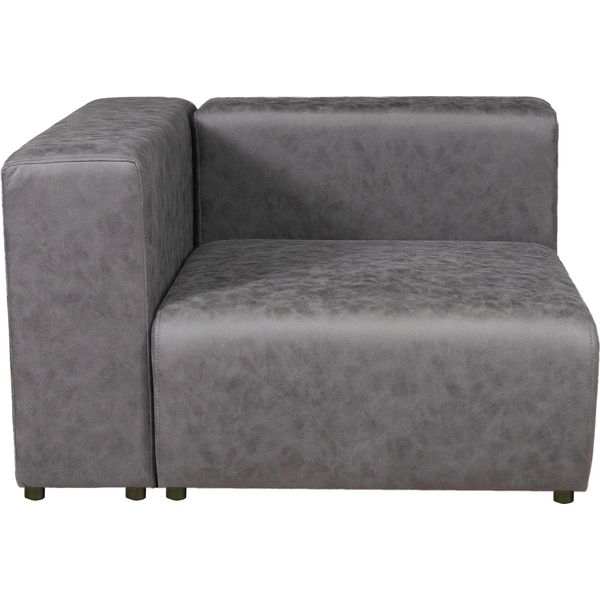 Modulo Divano 'Suldal' Elemento Angolare Con Bracciolo A Sinistra 110 X 109 X 68 Cm In Finto Camoscio Nero-image