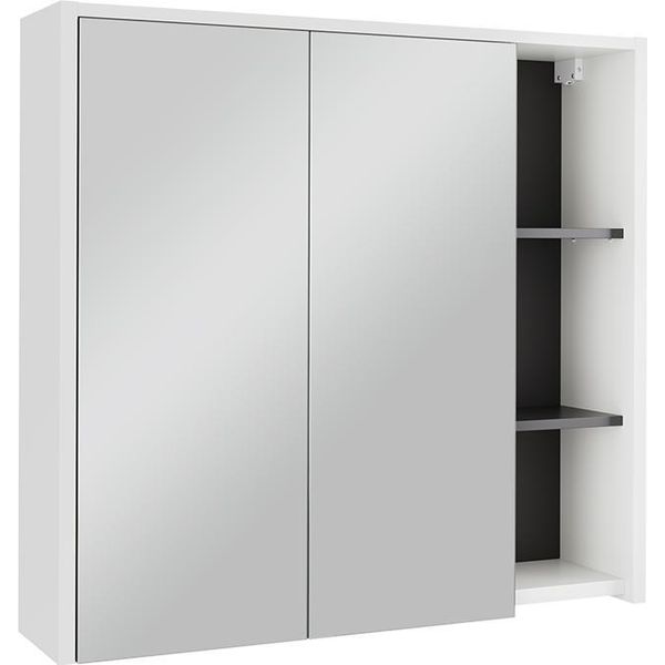 Vicco Mobile A Specchio Per Il Bagno Viola, 80 X 75 Cm Con Ripiani Aperti, Bianco/Grigio-image
