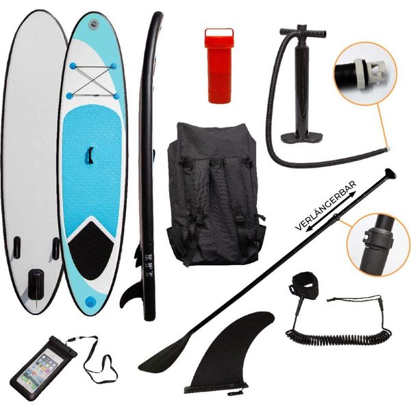 Set Di Tavole Da Surf Gonfiabili Stand Up Paddle Board / Blu Con Borsa, Pompa E Pagaia-image