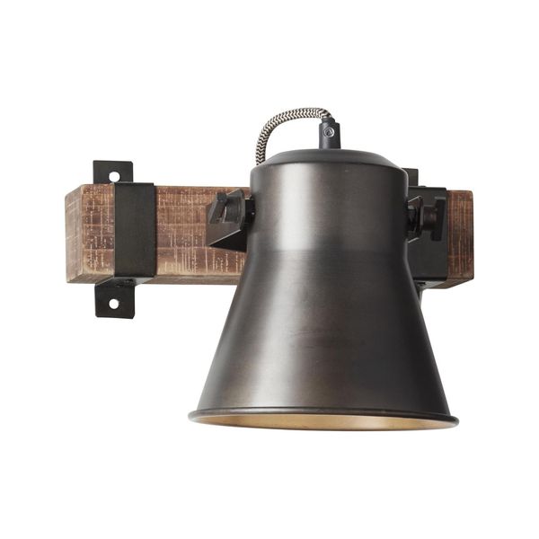 Brilliant Lampe, Decca Wandspot Schwarz Stahl, 1X A60, E27, 10W, Holz Aus Nachhaltiger Waldwirtschaft (Fsc)-image