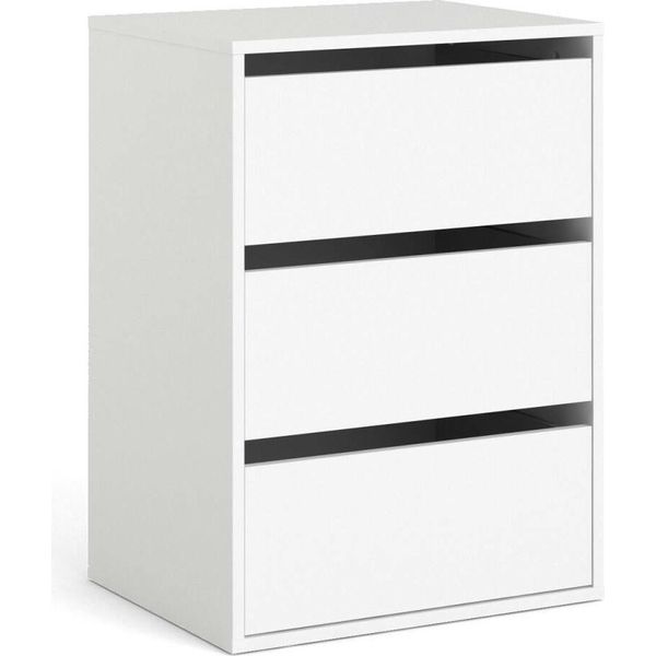 Dmora Cassettiera Adonino 39.9X51X70.2H Cm Bianco, 3 Cassetti Apertura Scorrevole-image