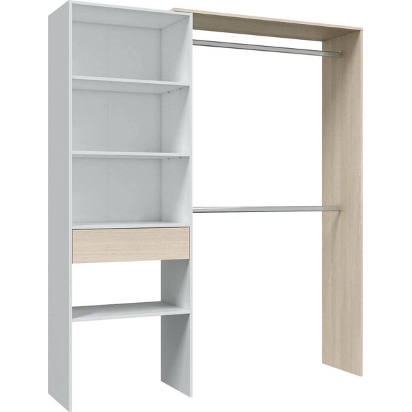 Dmora Guardaroba Grande Fierozzo 40X187H Cm Bianco, Appendiabiti Un Cassetto-image