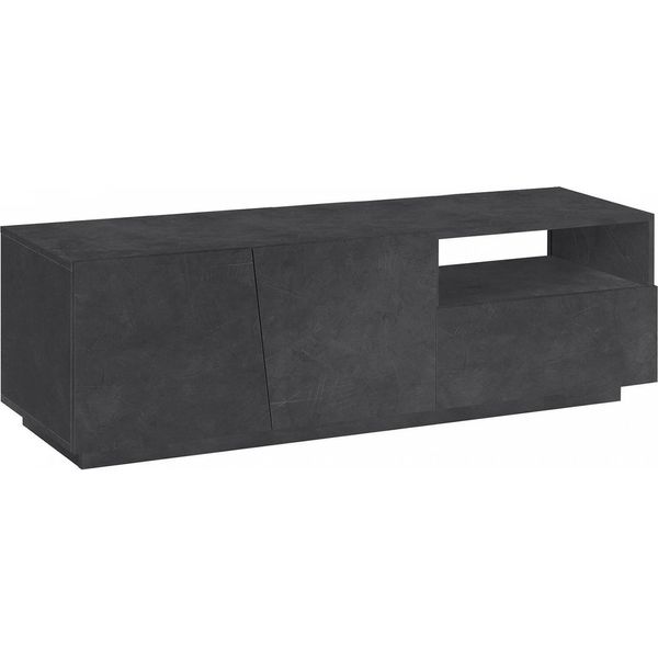 Dmora Mobile Porta Tv Aiace 43X150X46H Cm Grigio Ardesia, Apertura Battente Un Vano Italy-image