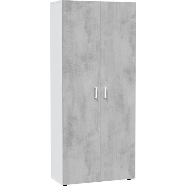 Dmora Armadio Multiuso 2 Ante Ashkita 37X182H Cm Bianco, 2 Ante Portascope-image