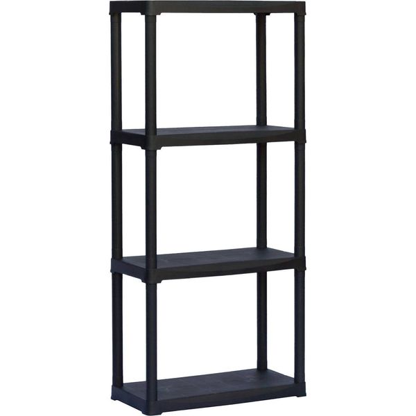 Dmora Armadio Da Esterno Akay 30X60X133H Cm Nero Antracite, 3 Vani Resistente Ai Raggi Uv, Impermeabile Italy-image