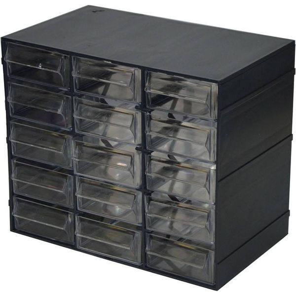 Dmora Armadio Multiuso 2 Ante Adorata 14X19H Cm Nero Antracite, 15 Cassetti Apertura Scorrevole Italy-image