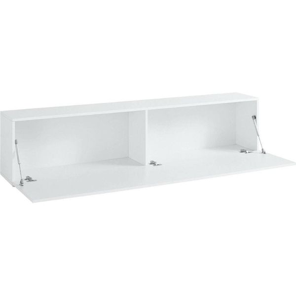 Dmora Mobile Porta Tv Alakazam 30X180X40H Cm Bianco Lucido, Apertura A Ribalta 2 Vani Italy-image