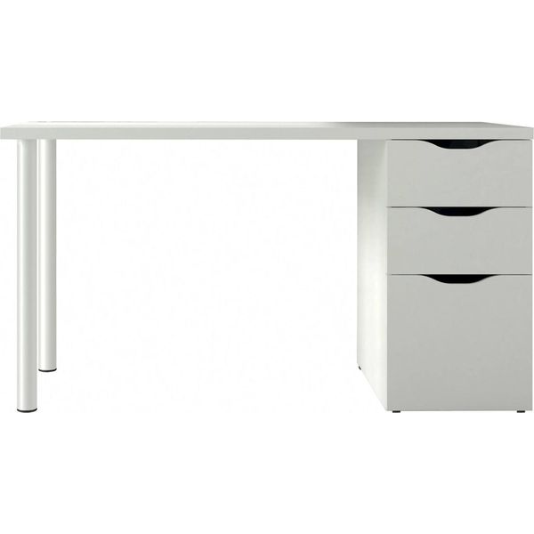 Dmora Scrivania Abol 60X138X74H Cm Bianco, Modulabile Un'anta-image
