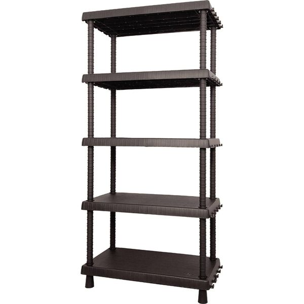 Dmora Armadio Da Esterno Goshenita 40X82X164.5H Cm Nero Antracite, 4 Vani Resistente Ai Raggi Uv, Impermeabile Italy-image