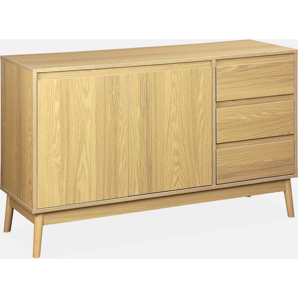Credenza Effetto Legno A 2 Ante, 120Cm, Marrone Naturale-image