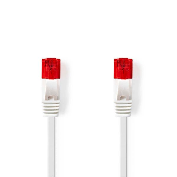 Cavo Di Rete CAT6 | RJ45 Maschio | RJ45 Maschio | U/Utp | 0,50 M | Senza Strappo | Piatto | Pvc | Bianco | Etichetta-image