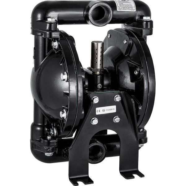 Pompa A Doppia Membrana Ad Aria Compressa Vevor, Ingresso E Uscita Da 1 Pollice, Alluminio, 35 Gpm, Max. 120 Psi, Membrana In Nitrile, QBY4-25L-1 Inch-35-image