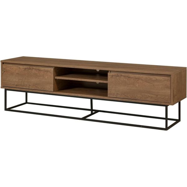 Dmora Mobile Porta Tv Corinna 40X180X50H Cm Marrone Noce, Apertura Scorrevole 2 Vani-image