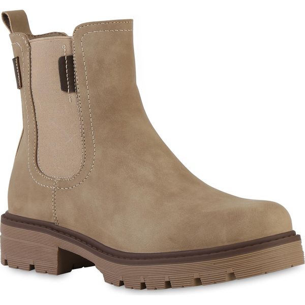 Van Hill Donna Stivaletti Classici Profilo Suola Piattaforma Anteriore Scarpe 841383, Colore: Khaki, Taglia: 36-image