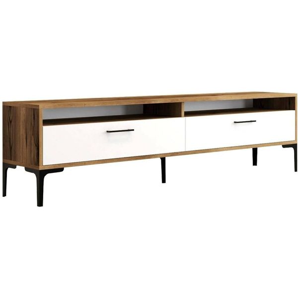 Dmora Mobile Porta Tv Angiari 35X47X180H Cm Bianco, Modulabile Apertura A Ribalta-image