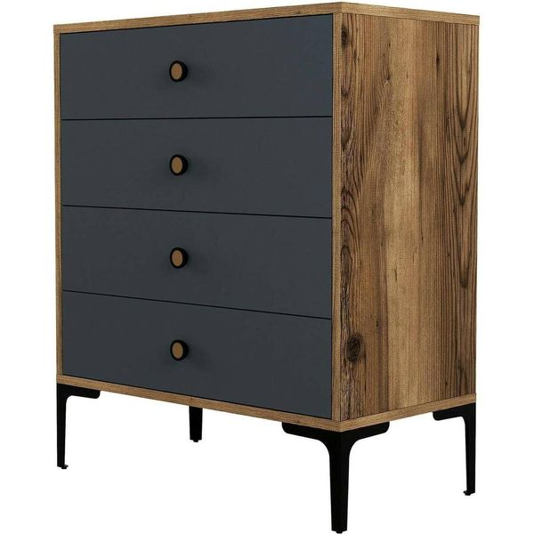 Dmora Cassettiera Molly 40X76X90.7H Cm Nero Antracite, 5 Cassetti Apertura Scorrevole-image